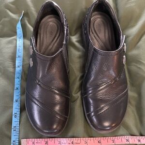 Black Leather Slip-On Shoes